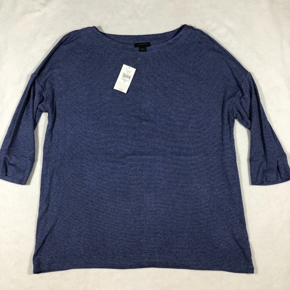 NEW J.Jill Wearever Womens Small Blue Pullover Top Boat Neck #213991 NWT $79